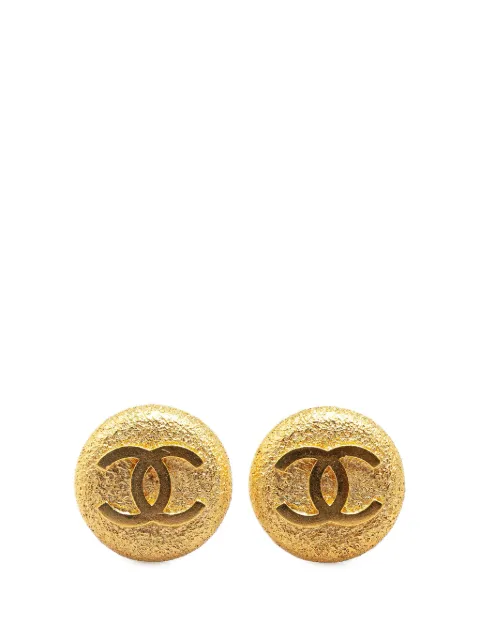 CHANEL Pre-Owned 1995 Gold Plated CC Round Clip on Earrings costume earrings