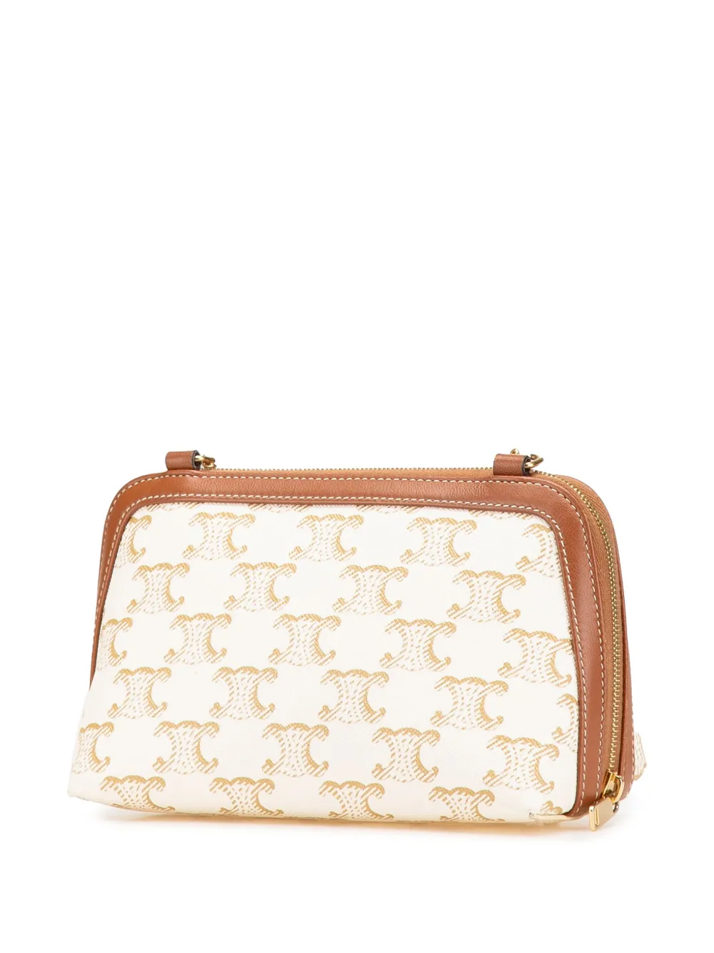 Pre-owned Celine 2021 Triomphe Coated Canvas Clutch On Chain Crossbody Bag