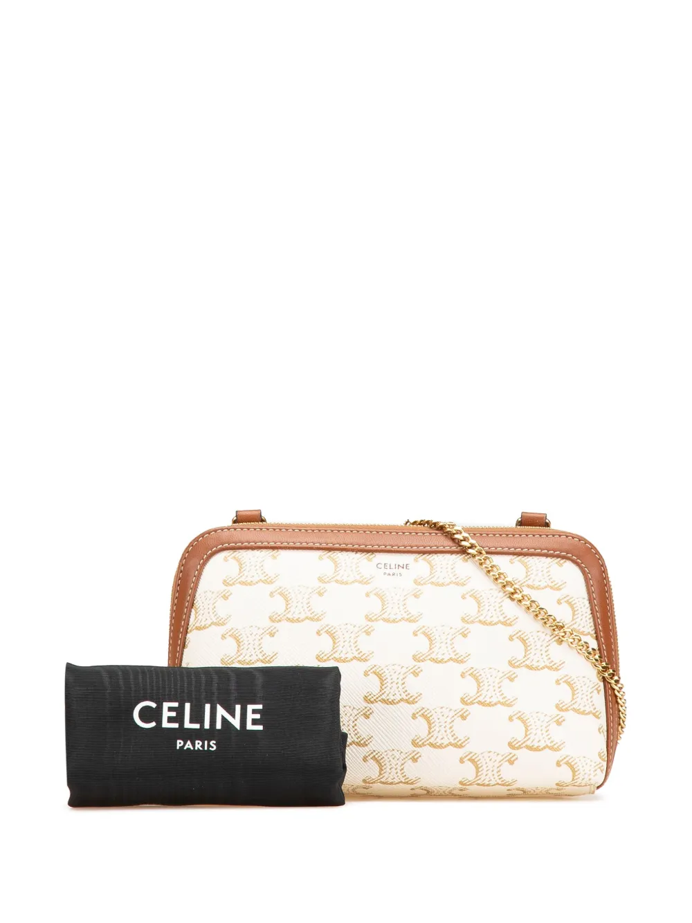 Celine Pre-Owned 2021 Triomphe Coated Canvas Clutch On Chain