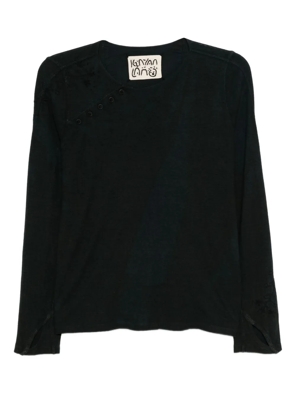 Kinyan Lam slanted collar cotton top | Blue | Image 1