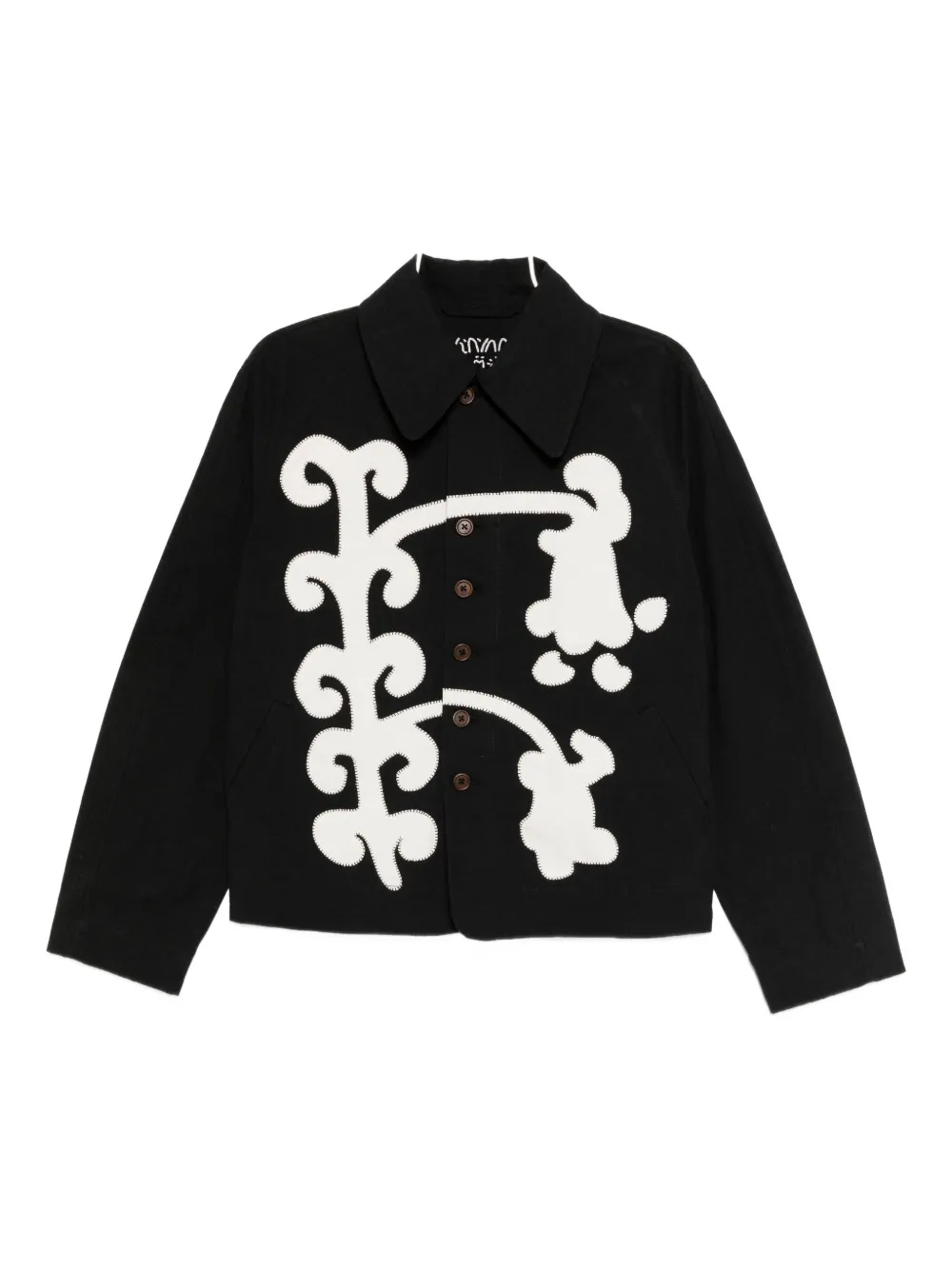 Kinyan Lam applique hand embroidery jacket - Nero