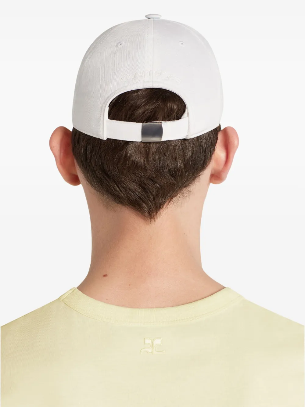 Courrèges logo-embroidered T-shirt Geel