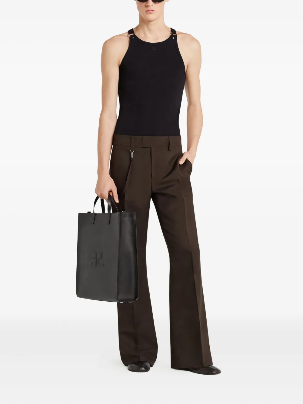Courrèges Mouwloze tanktop met diepe ronde hals Zwart