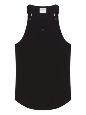 courrèges ホワイト ブラック タンクトップ M Courreges】クレージュ バックル コントラスト タンクトップ