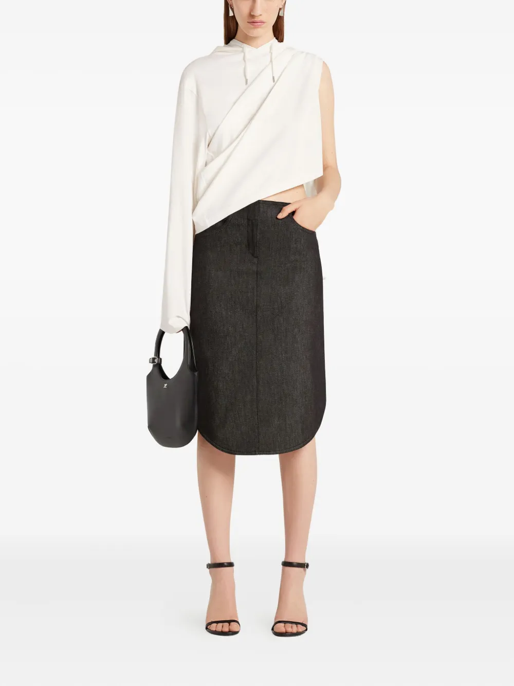 Courrèges Asymmetrische hoodie met lange mouwen Wit