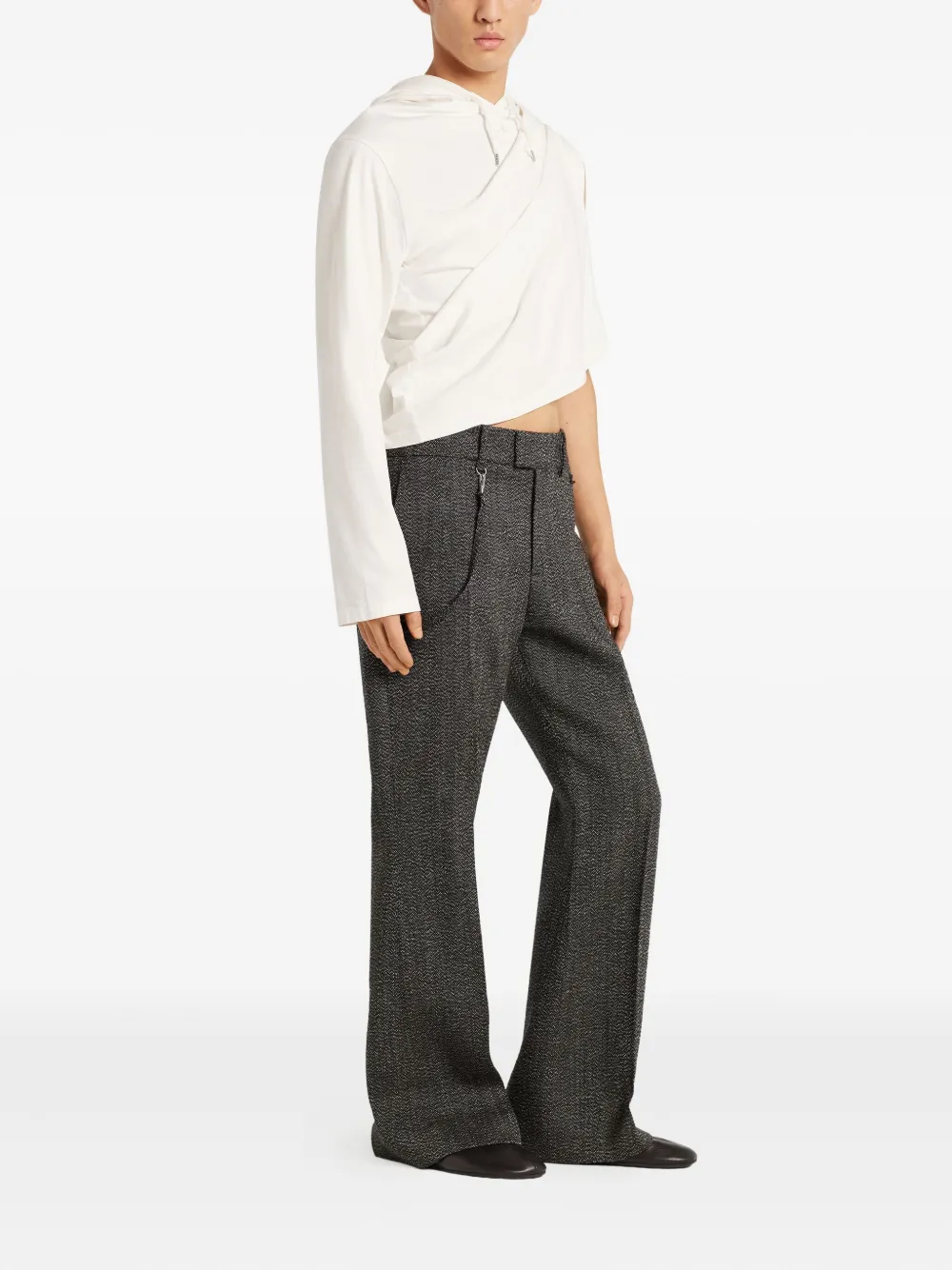 Courrèges Asymmetrische hoodie met lange mouwen Wit