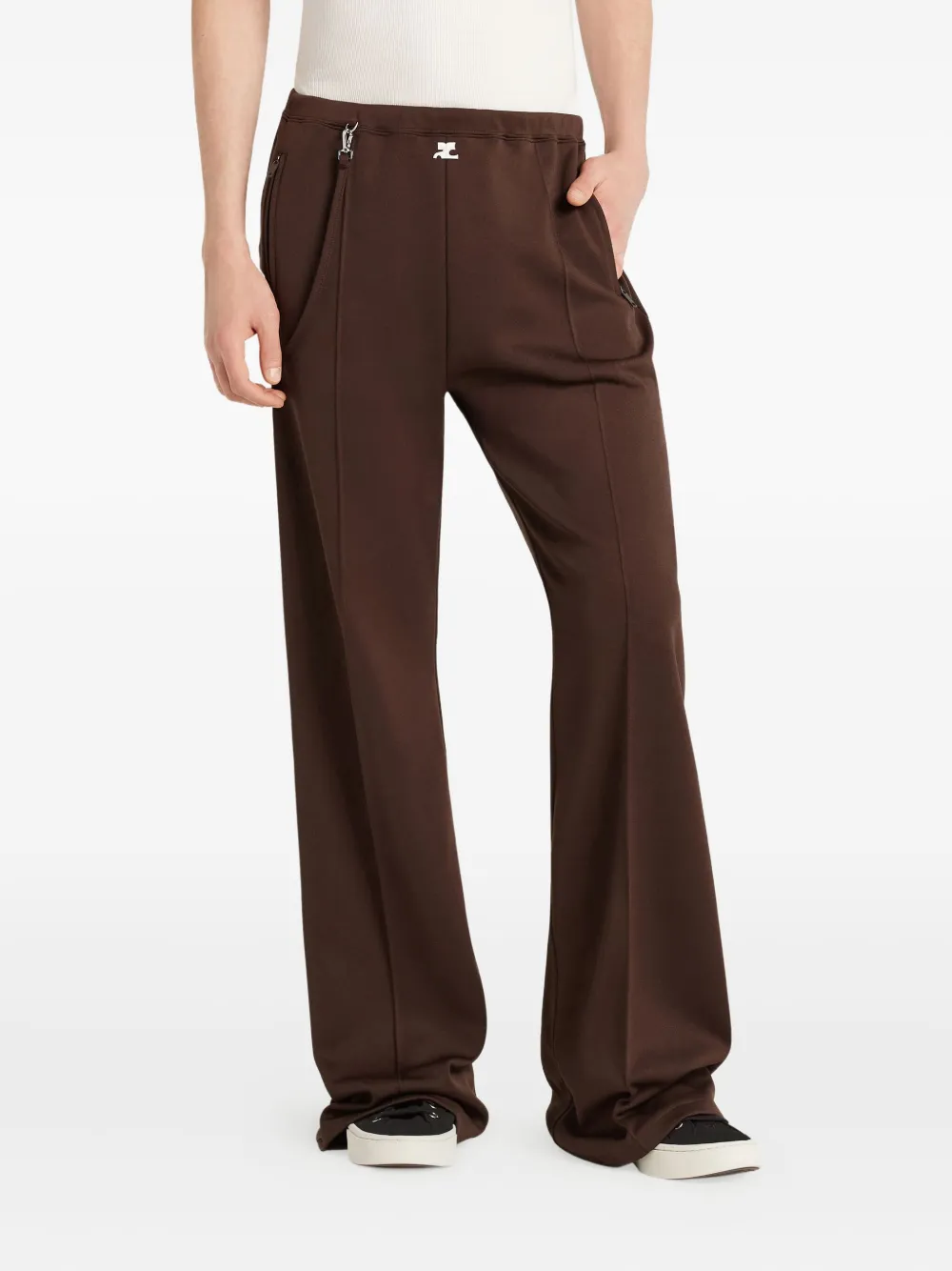 Courrèges Pantaloni sportivi con dettaglio a righe - Marrone