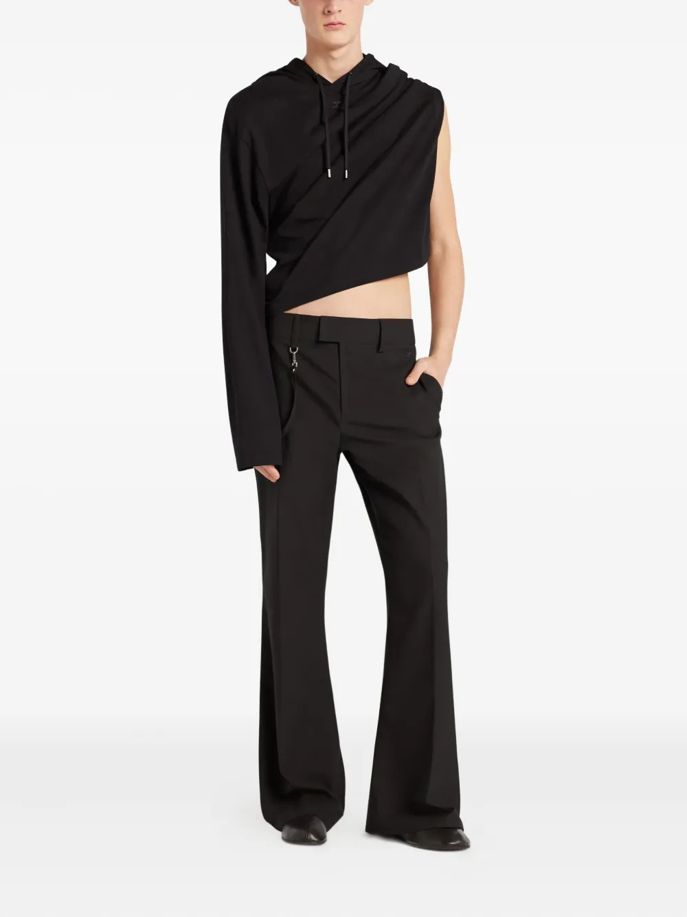 Courrèges Asymmetrische cropped hoodie Zwart