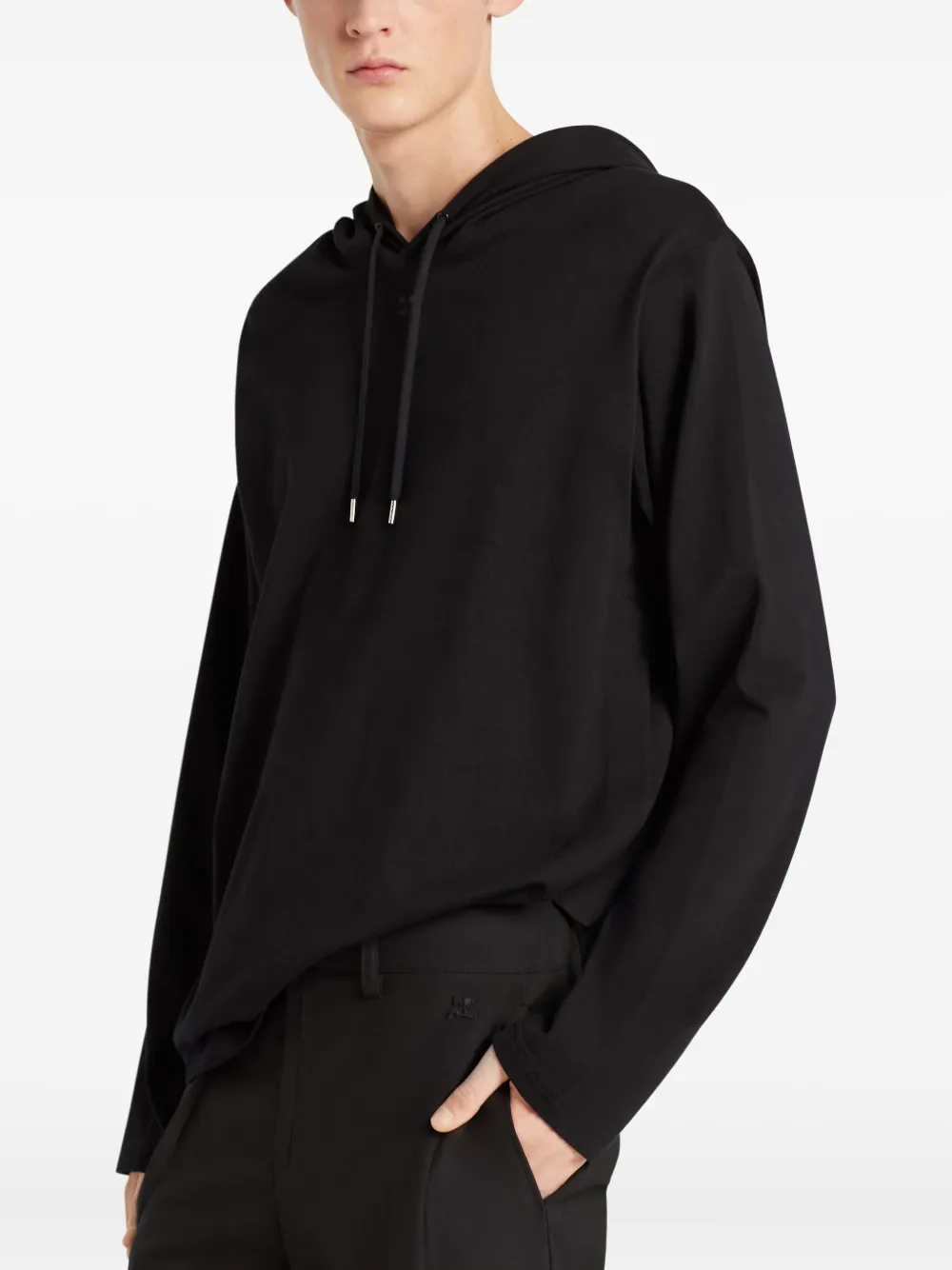 Courrèges Asymmetrische cropped hoodie Zwart