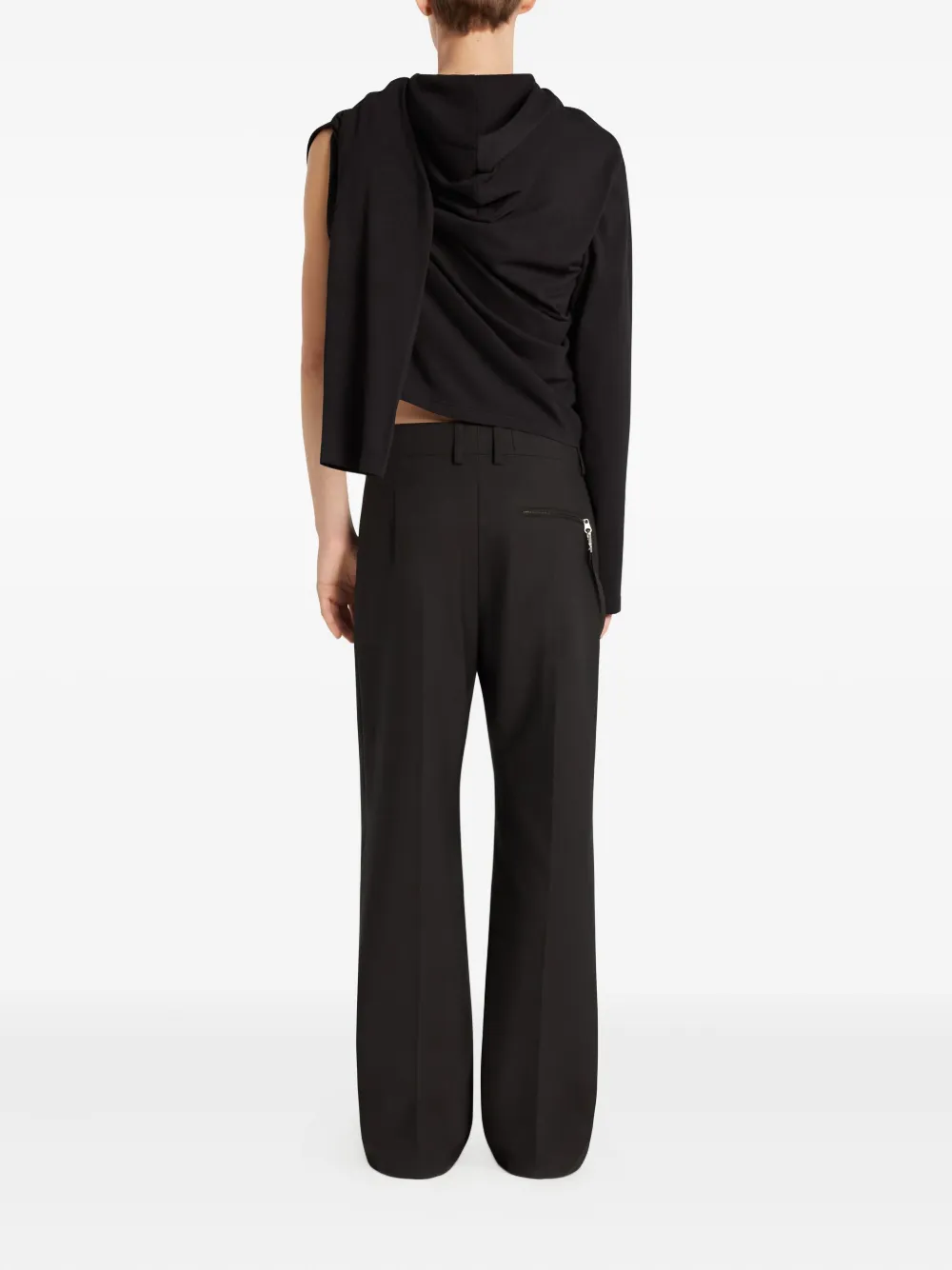 Courrèges Asymmetrische cropped hoodie Zwart