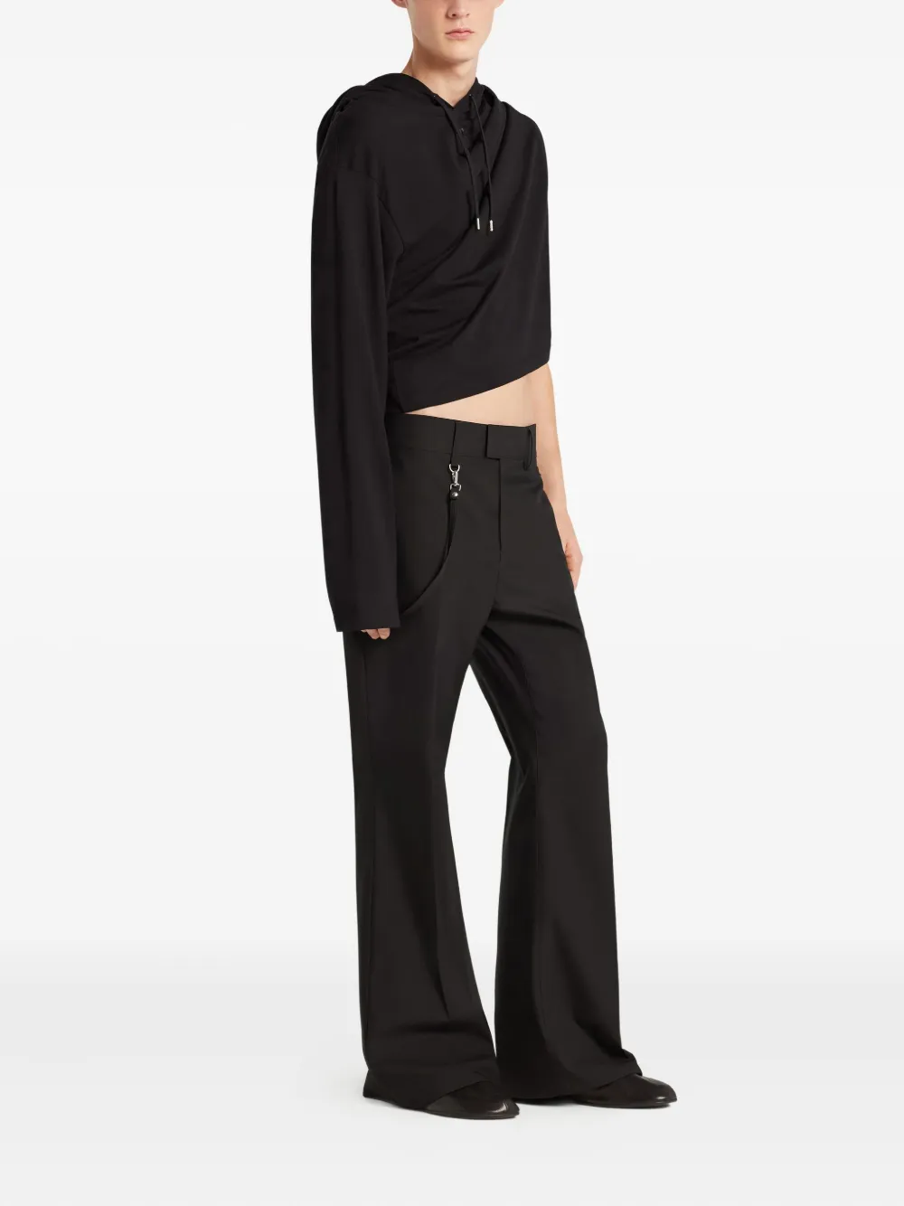 Courrèges Asymmetrische cropped hoodie Zwart