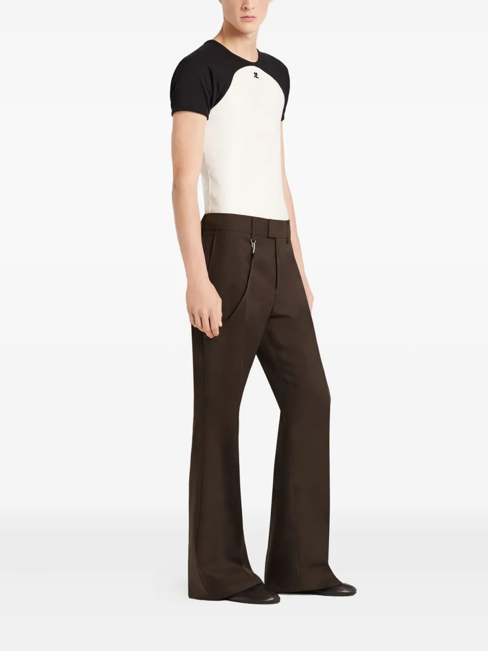 Courrèges Circle Contrast T-shirt met raglan mouwen Wit