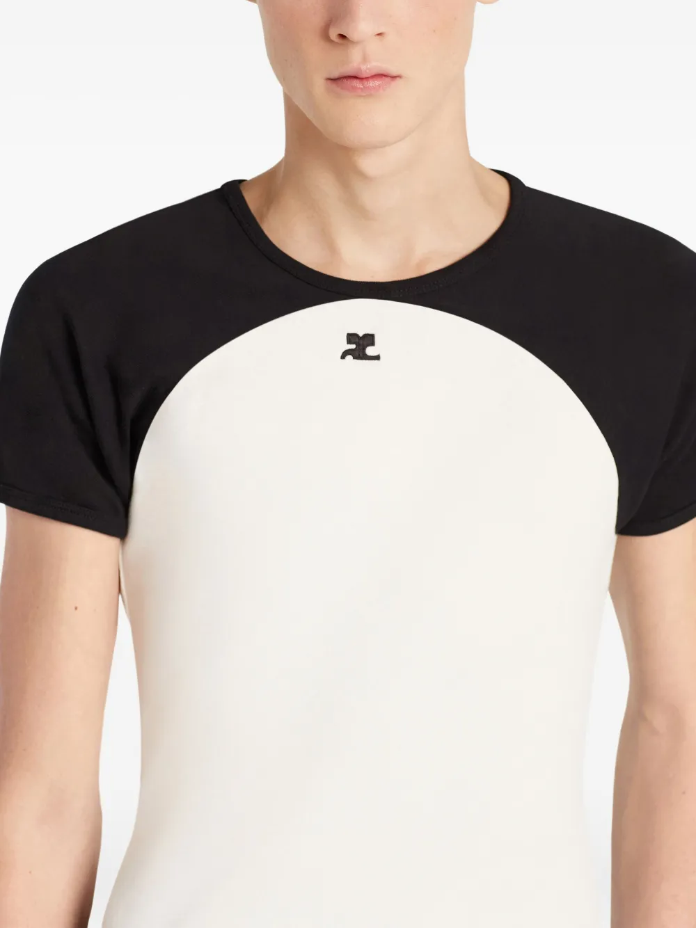 Courrèges Circle Contrast T-shirt met raglan mouwen Wit