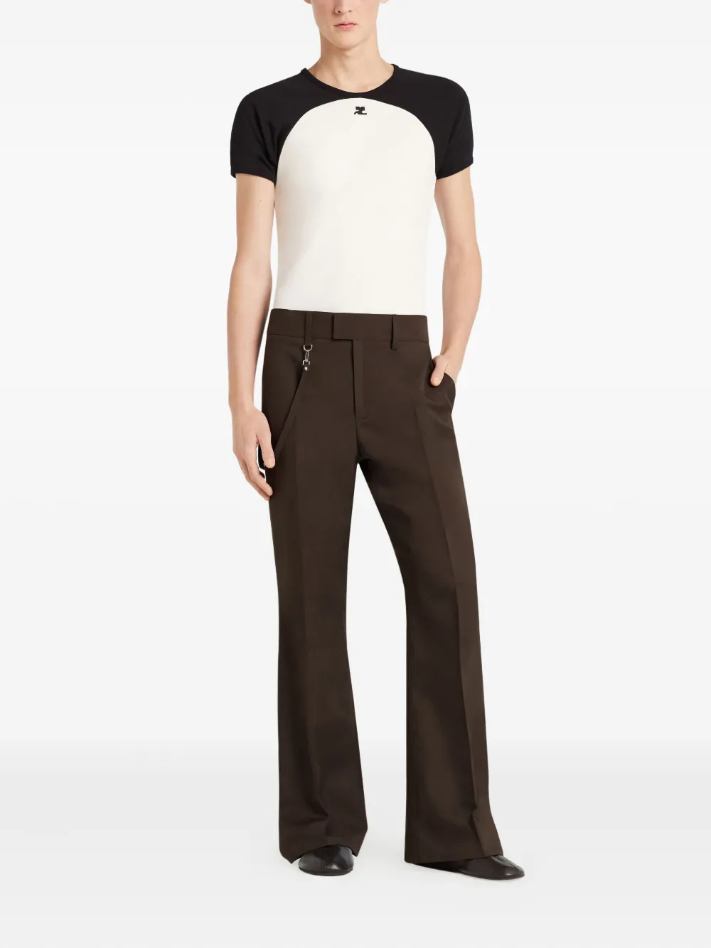 Courrèges Circle Contrast T-shirt met raglan mouwen Wit