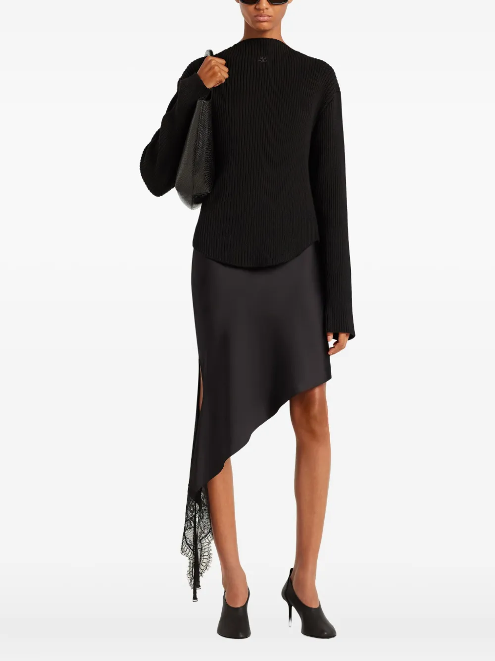 Courrèges slash-neck sweater Zwart
