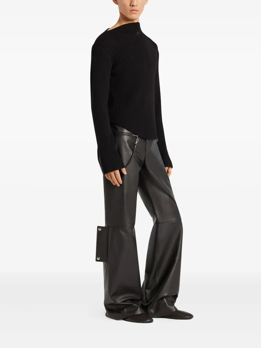 Courrèges slash-neck sweater Zwart