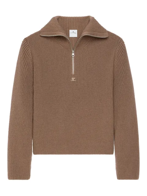 Courrèges half-zip ribbed-knit sweater