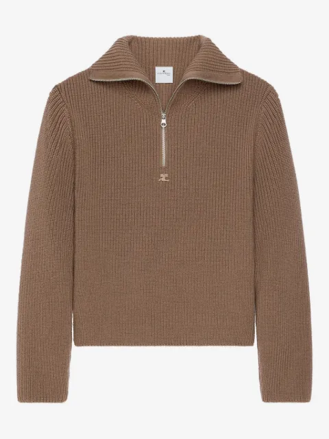 Courrèges half-zip ribbed-knit sweater
