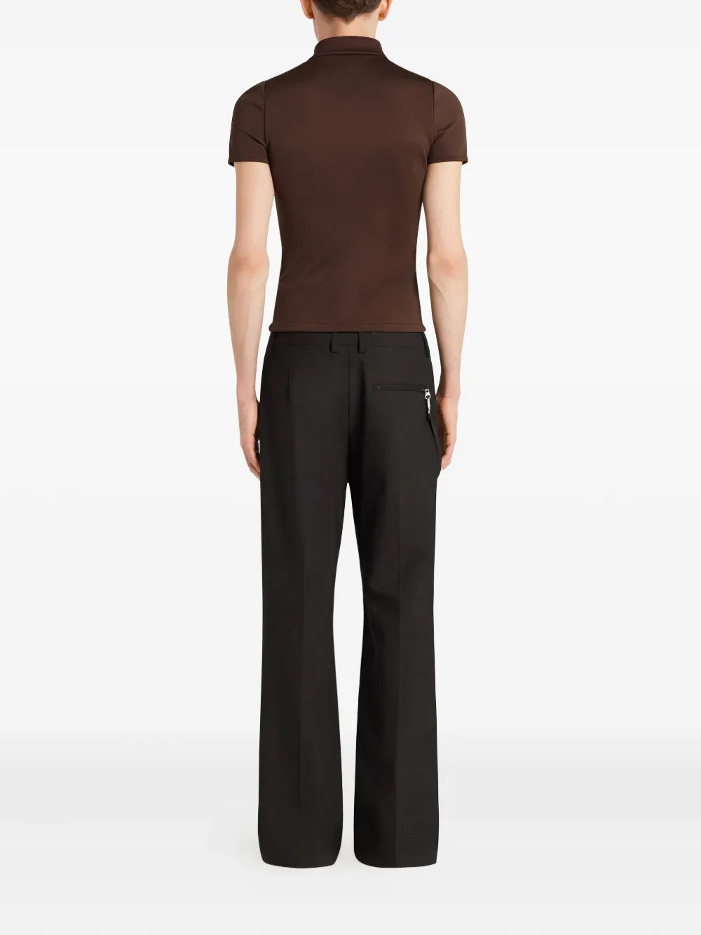 Courrèges T-shirt met rits en kraag Bruin