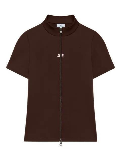 Courrèges zip-up collared T-shirt
