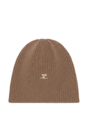 Saint Laurent Ribbed Beanie Hat | Brown | FARFETCH BH