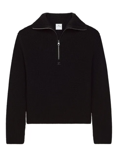 Courrèges zip-neck ribbed-knit sweater