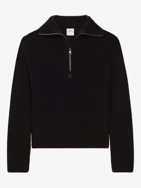 Courrèges zip-neck ribbed-knit sweater