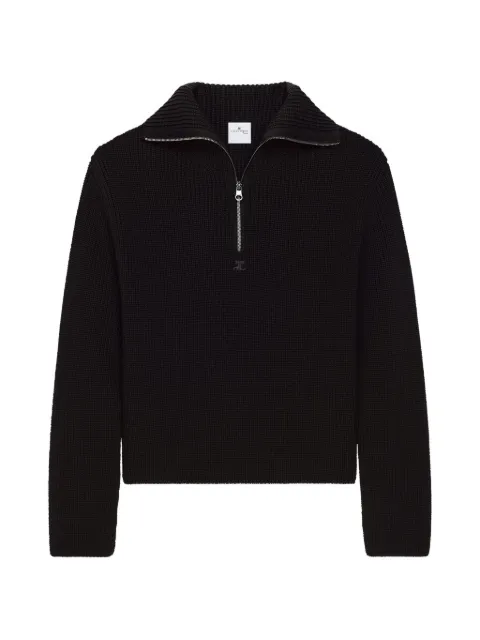 Courrèges ribbed-knit embroidered-logo sweater