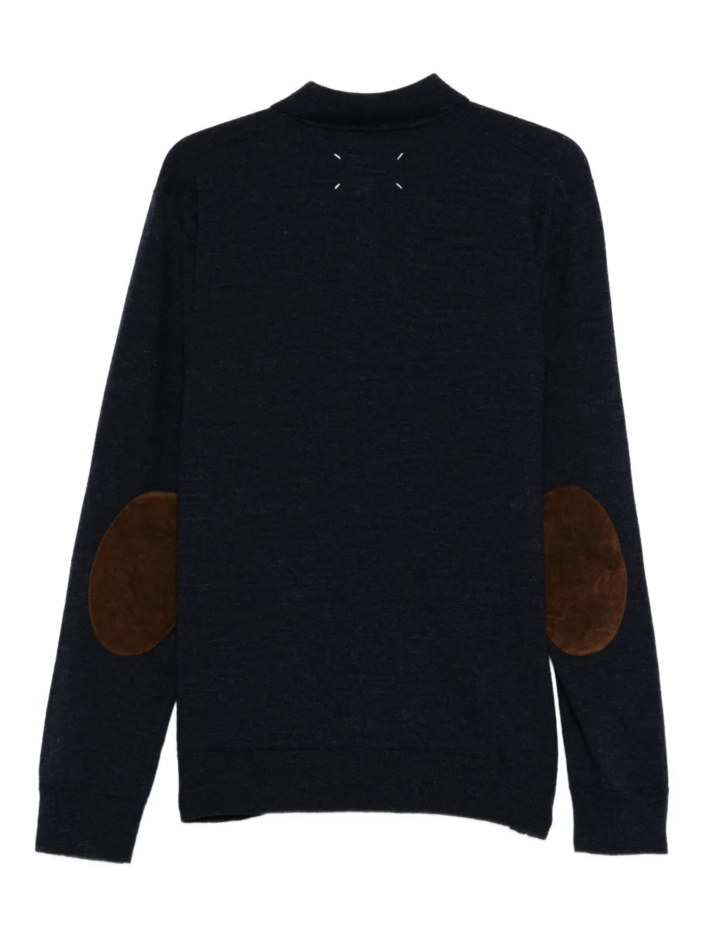 Maison Margiela elbow-patch wool polo shirt Blauw