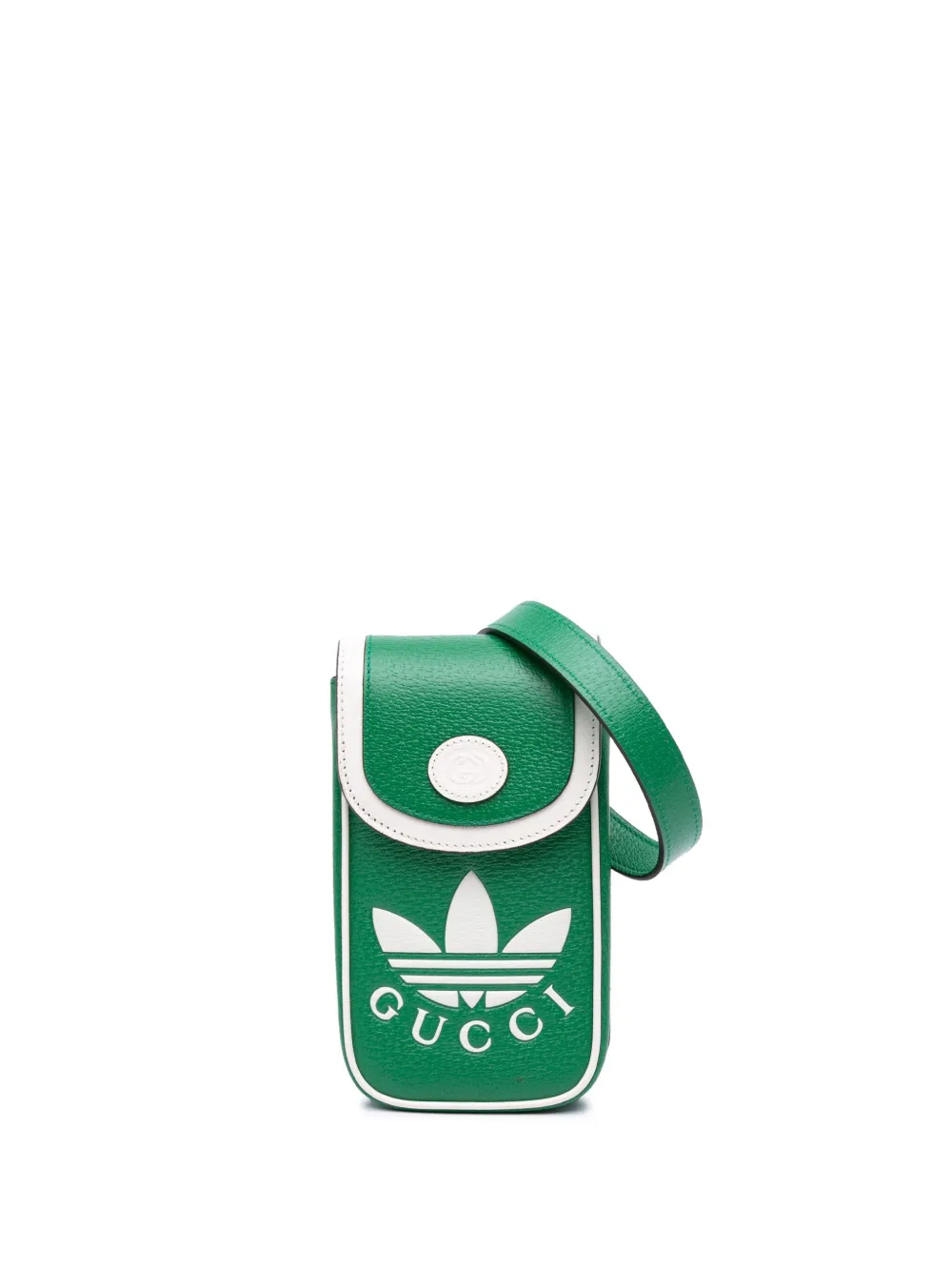 Gucci Pre-Owned 2016-2025 Adidas レザー スマホケース ショルダーバッグ - グリーン Gucci Pre-Owned 2016-2025 Adidas レザー スマホケース ショルダーバッグ - グリーン