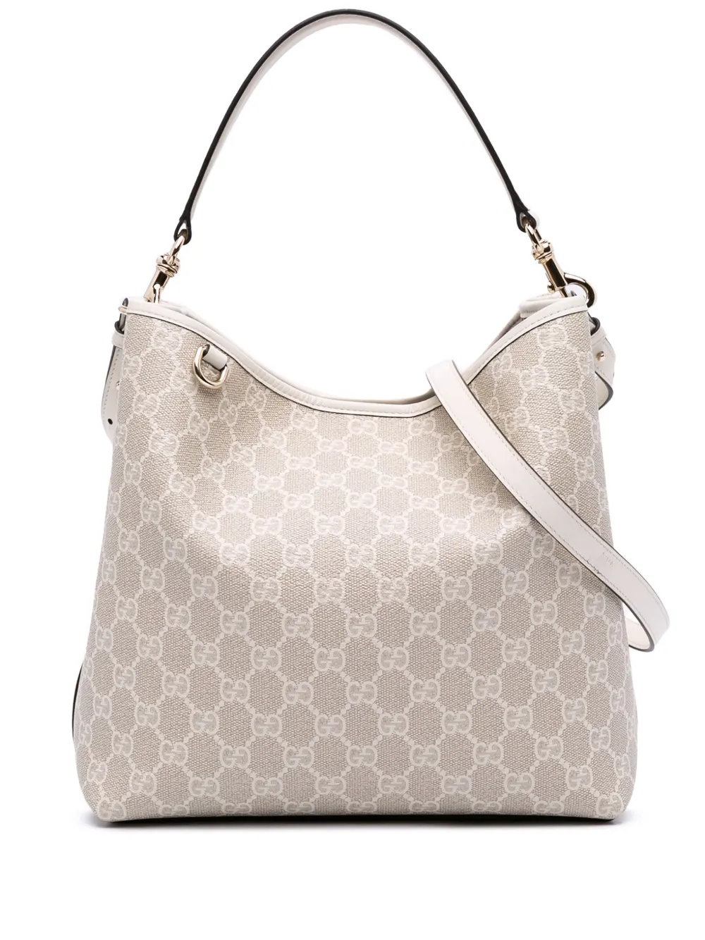 Gucci Pre-Owned 2016-2024 ミディアム GGスプリーム エンブレム バケット サッチェルバッグ - ブラウン Gucci Pre-Owned 2016-2024 ミディアム GGスプリーム エンブレム バケット サッチェルバッグ - ブラウン