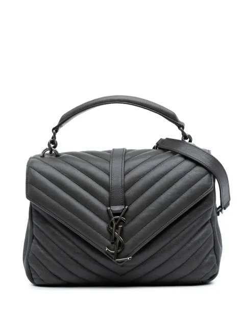 Saint Laurent Pre-Owned شنطة متوسطة 'شيفرون كوليدج' بحمالة كتف جلد بنقش مونوغرام 2015