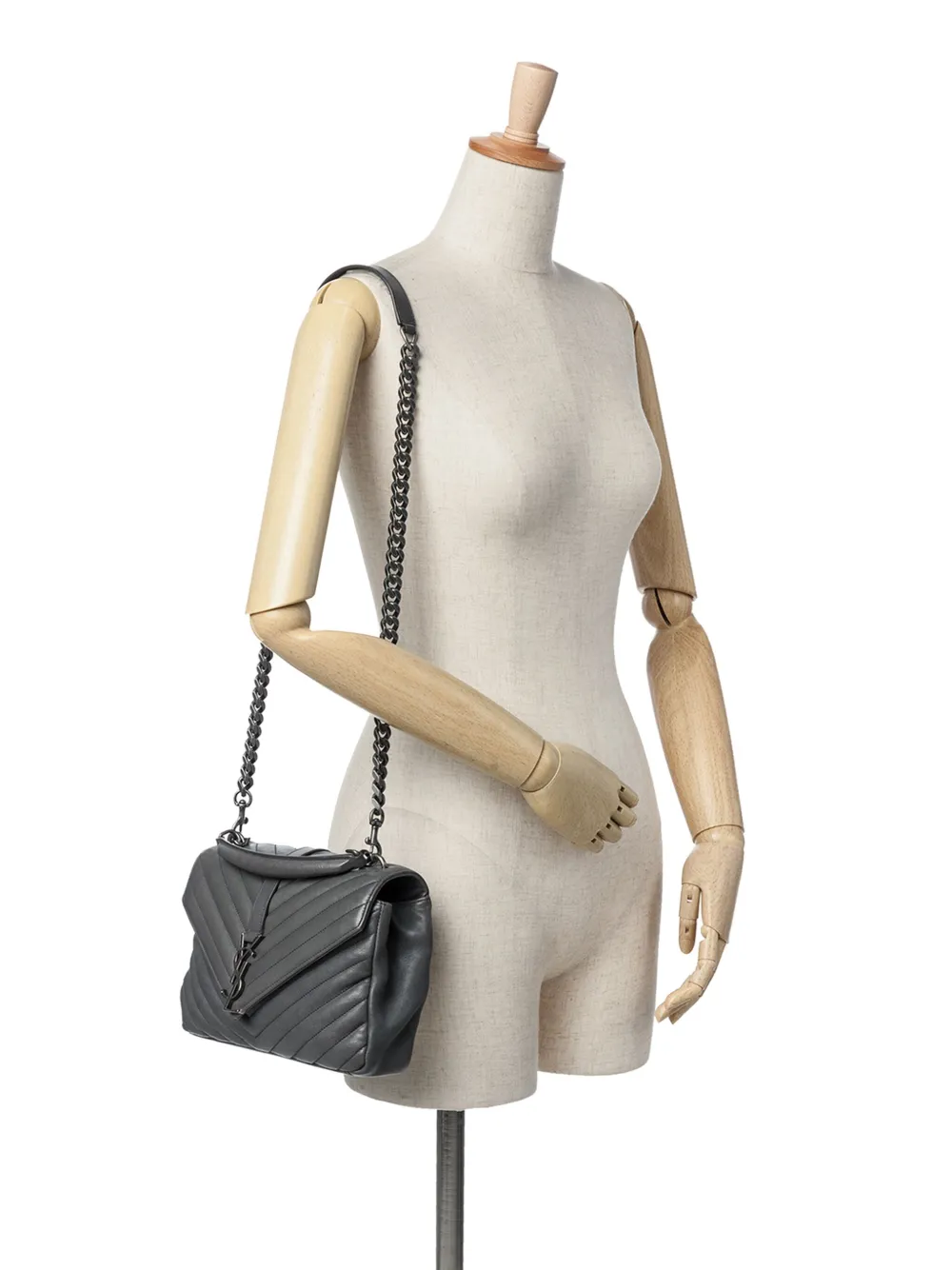 Saint Laurent Pre-Owned bolsa satchel College mediana con chevron y monograma en piel de oveja 2015 | Estilos de archivo | Image 2