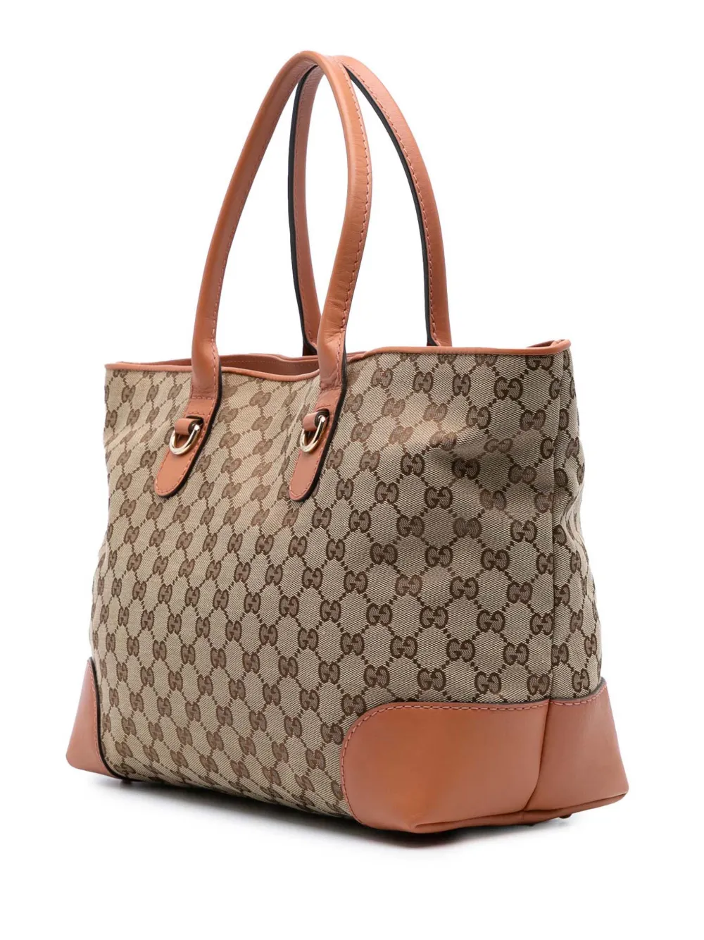 Pre-owned Gucci 2016-2024 Gg Canvas Heart Bit Tote Bag In Brown