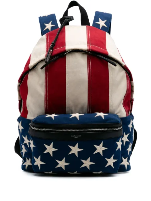 Saint Laurent Pre-Owned 2018 Embroidered Canvas American Flag City backpack