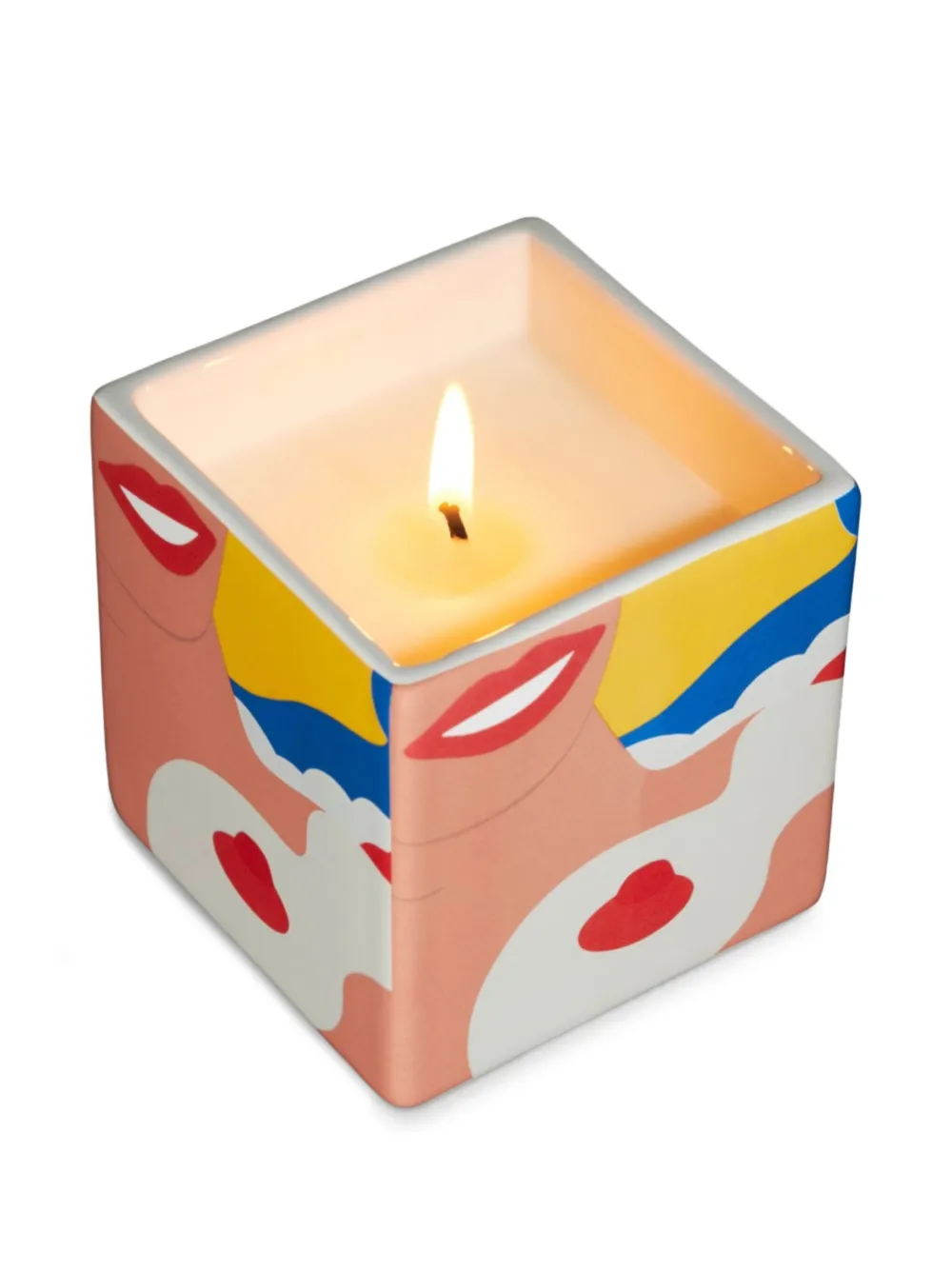 Ligne Blanche Graphic-print Square Candle In Multi
