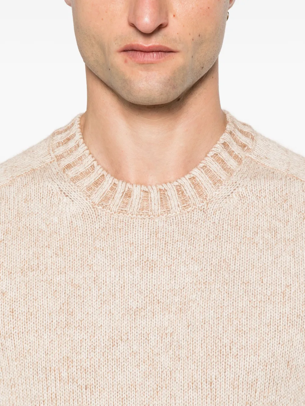 Gran Sasso Ribbed-hem Crew-neck Sweater In Gold