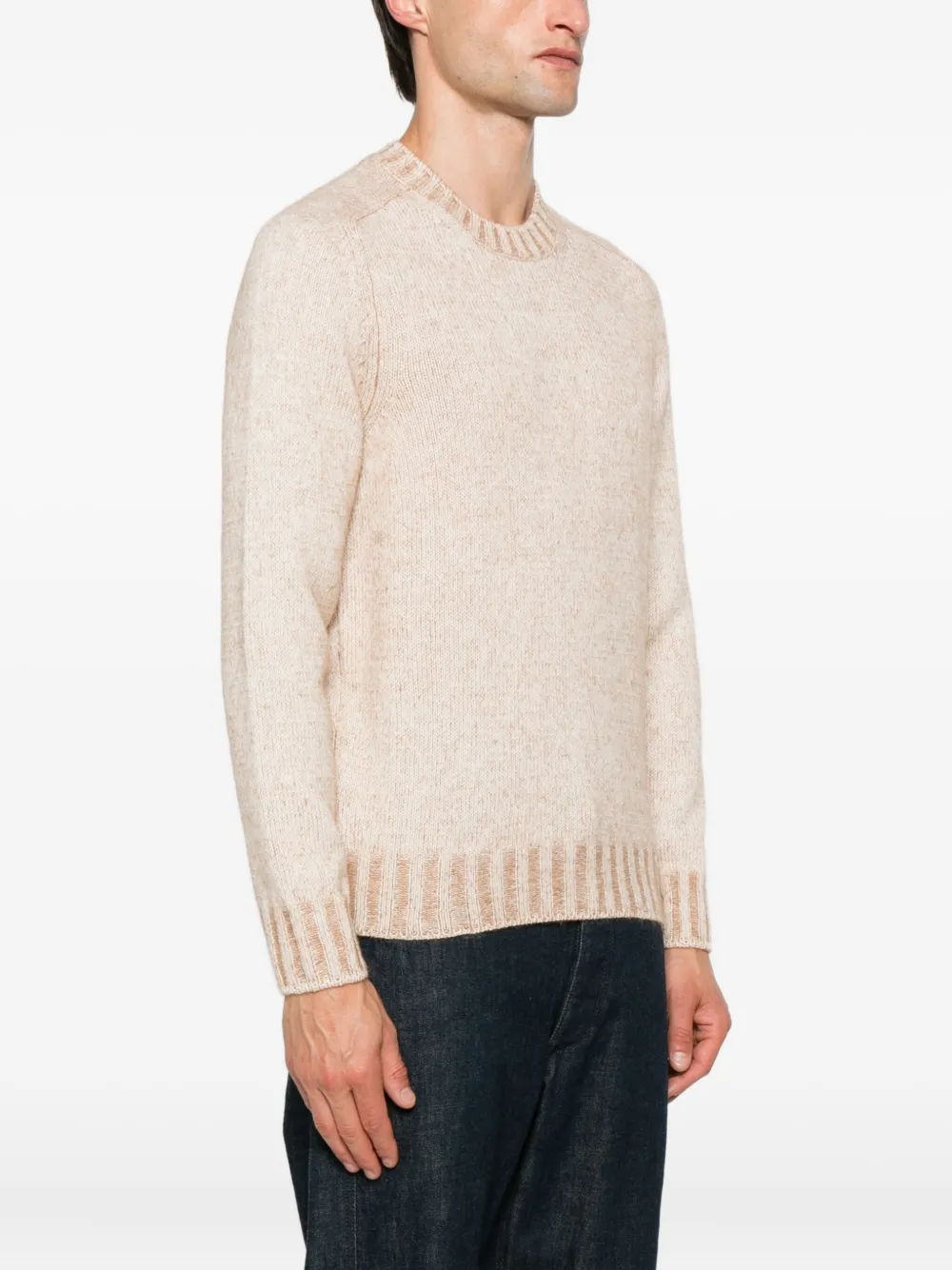 Gran Sasso Ribbed-hem Crew-neck Sweater In Gold