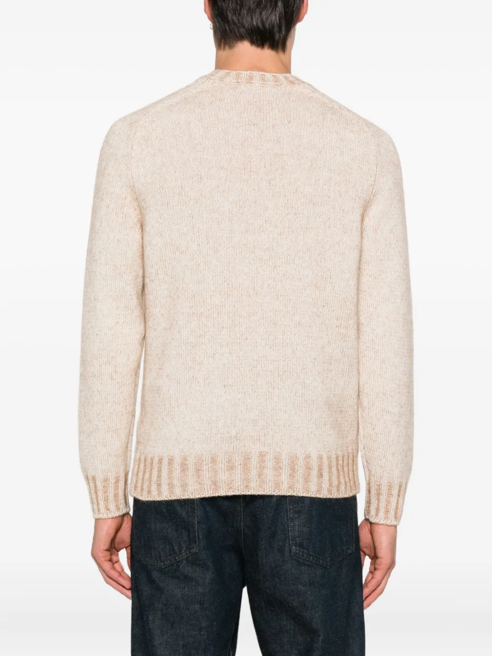 Gran Sasso Ribbed-hem Crew-neck Sweater In Gold
