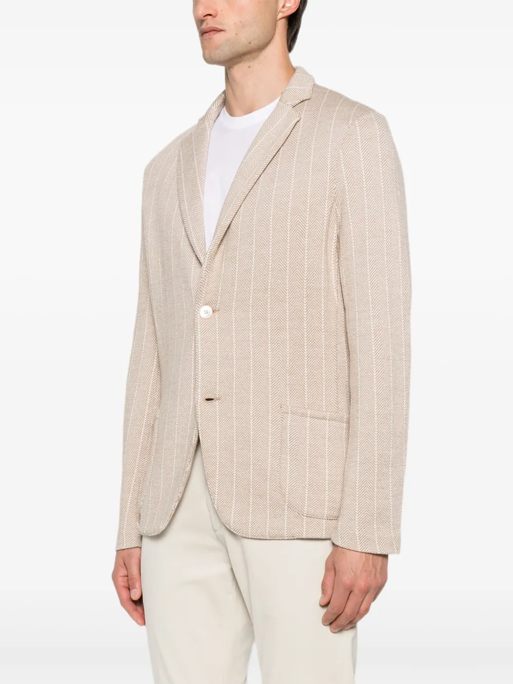 Gran Sasso Virgin Wool Single-breasted Blazer In Neutral