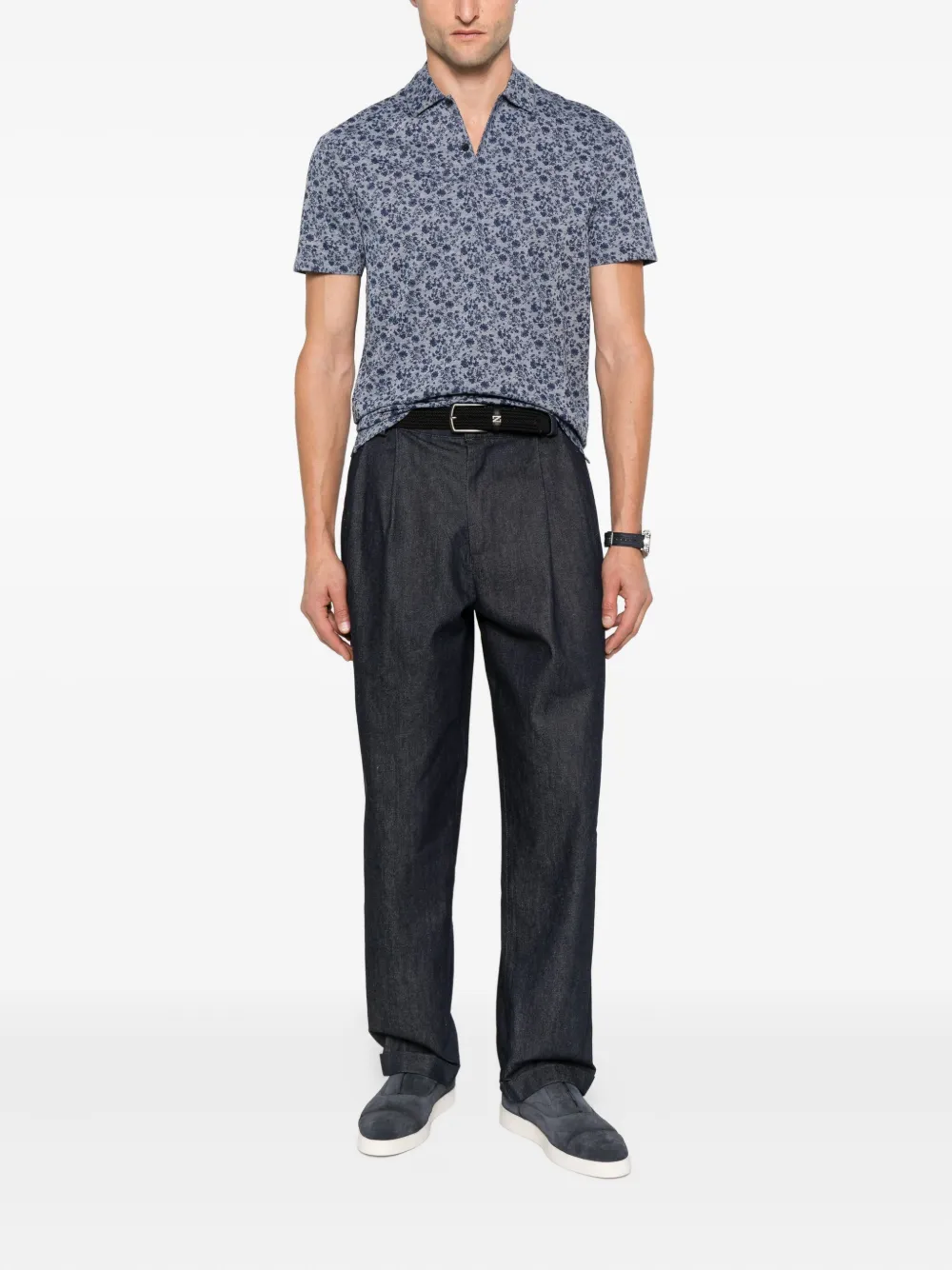 Gran Sasso Poloshirt met bloemenprint - Blauw