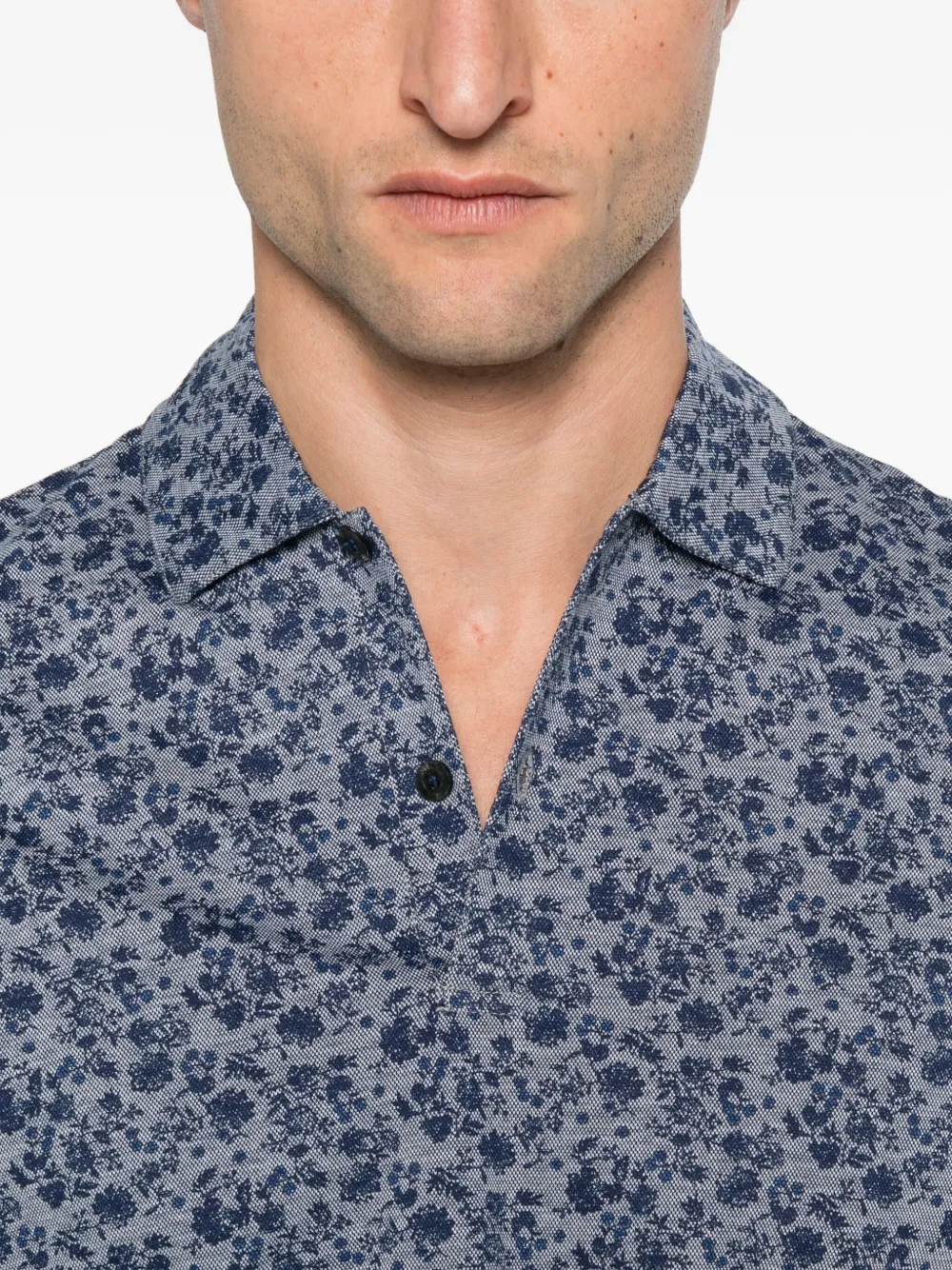 Gran Sasso Poloshirt met bloemenprint Blauw