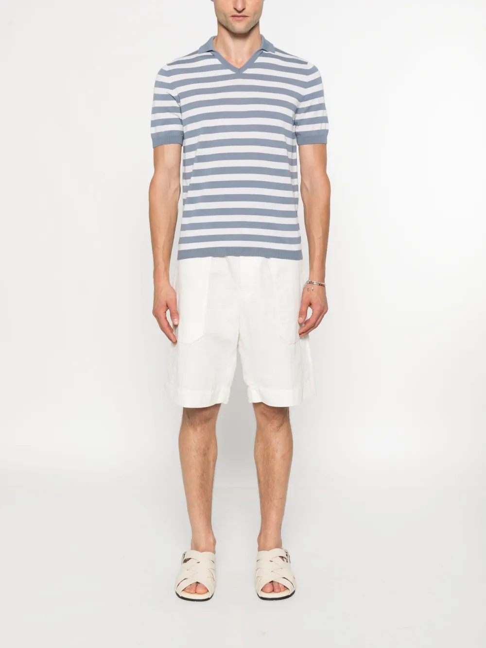 Gran Sasso Gestreept T-shirt met polohals - Grijs