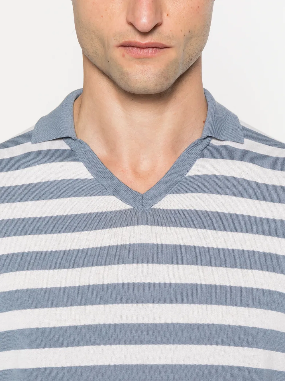 Gran Sasso Gestreept T-shirt met polohals Grijs