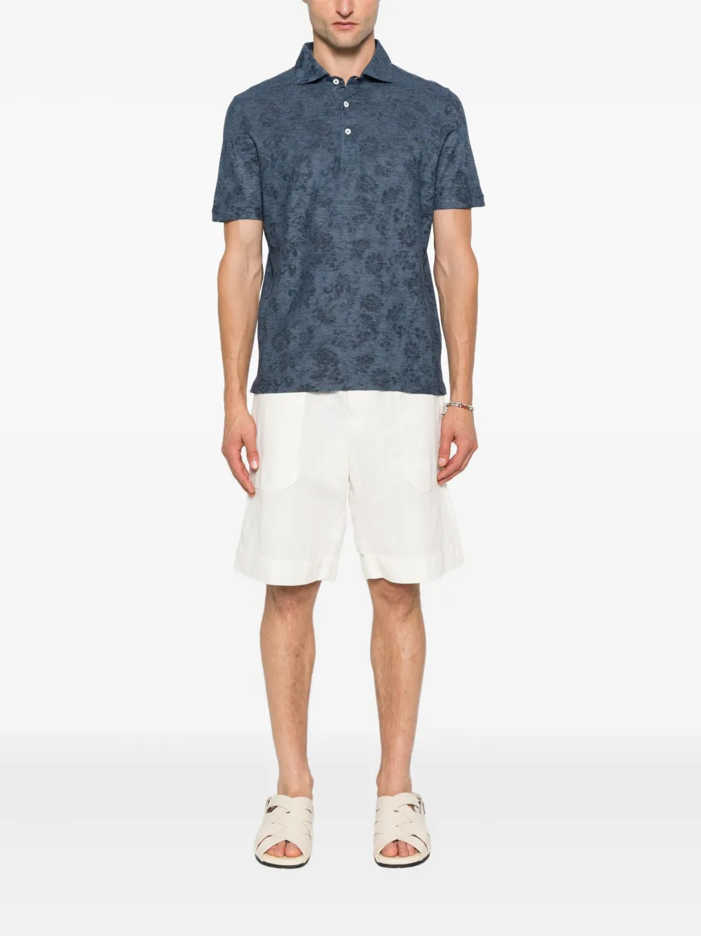 Gran Sasso Overhemd met bloemenprint - Blauw