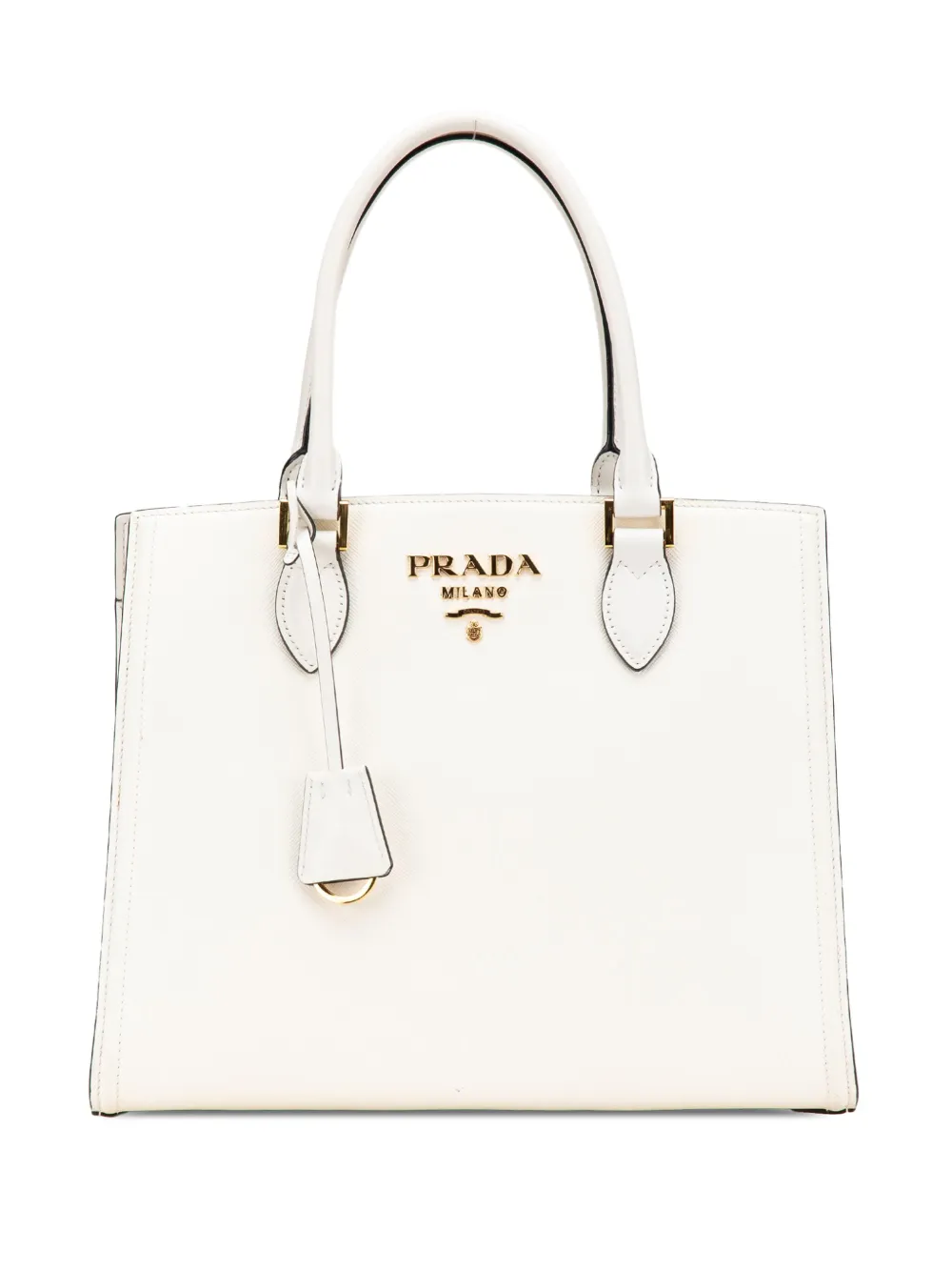 Prada Pre-Owned 2000-2024 Soft Calf Trimmed Saffiano Convertible Tote satchel | White | Image 1