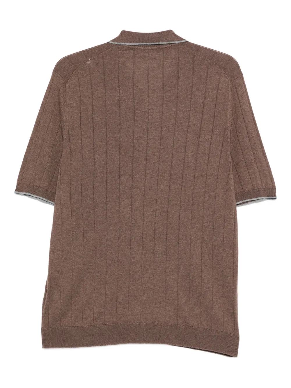 Gran Sasso Geribbeld T-shirt met polokraag - Bruin