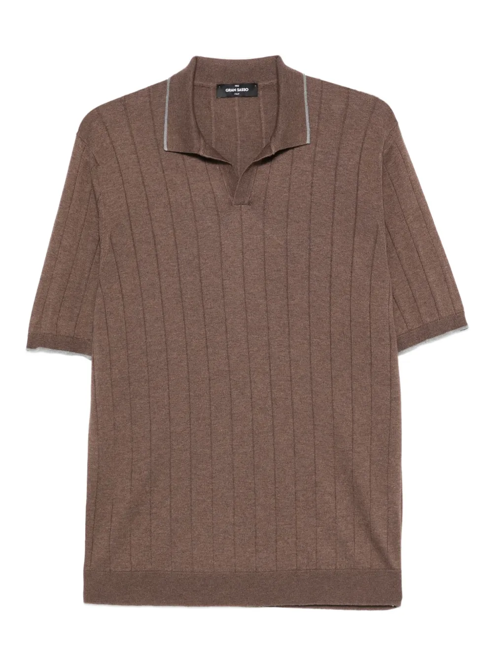 Gran Sasso ribbed polo-collar t-shirt | Brown | Image 1