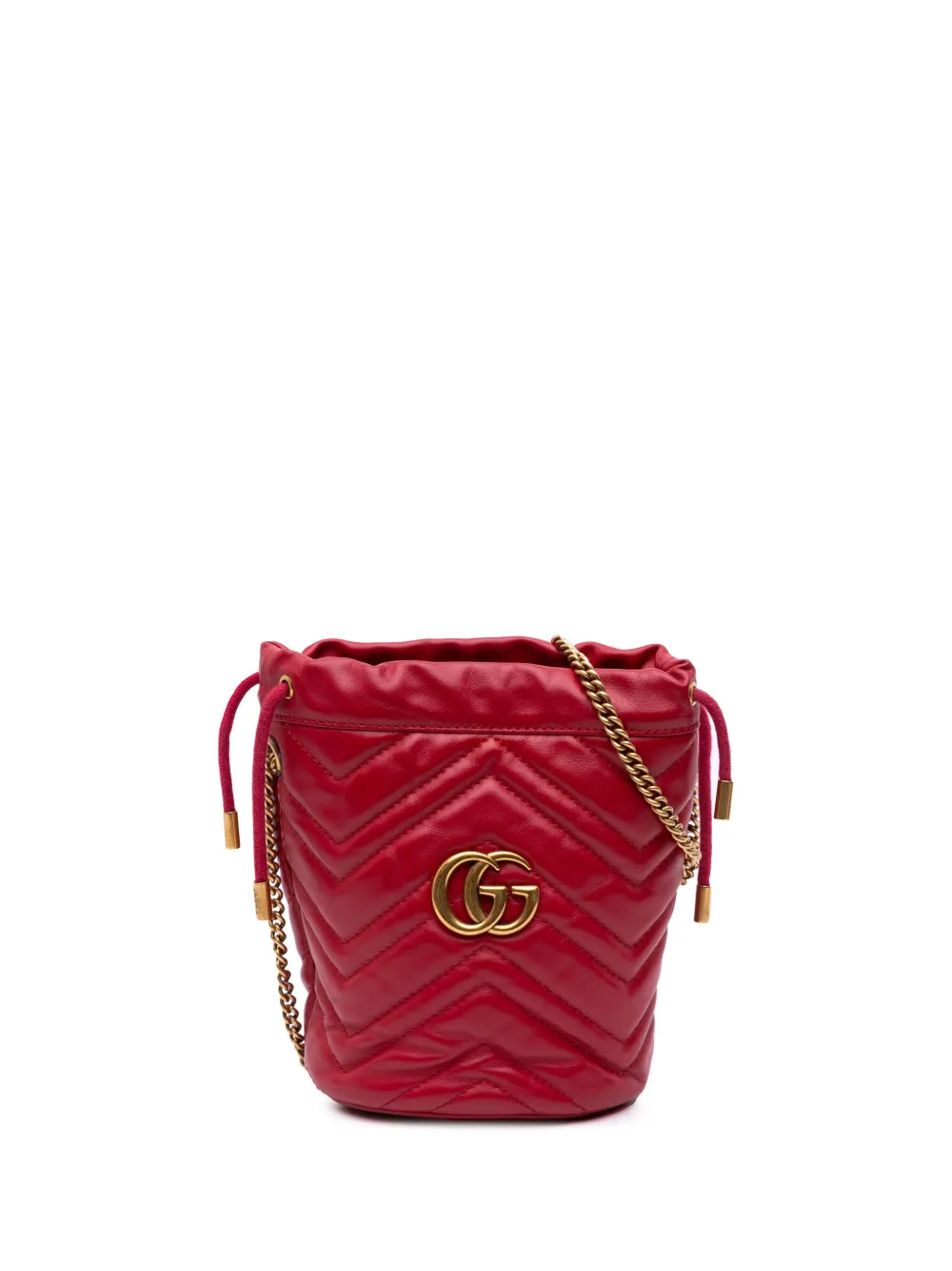 Gucci Pre-Owned 2016-2024 Small GG Marmont Matelasse Leather bucket bag | Red | Image 1