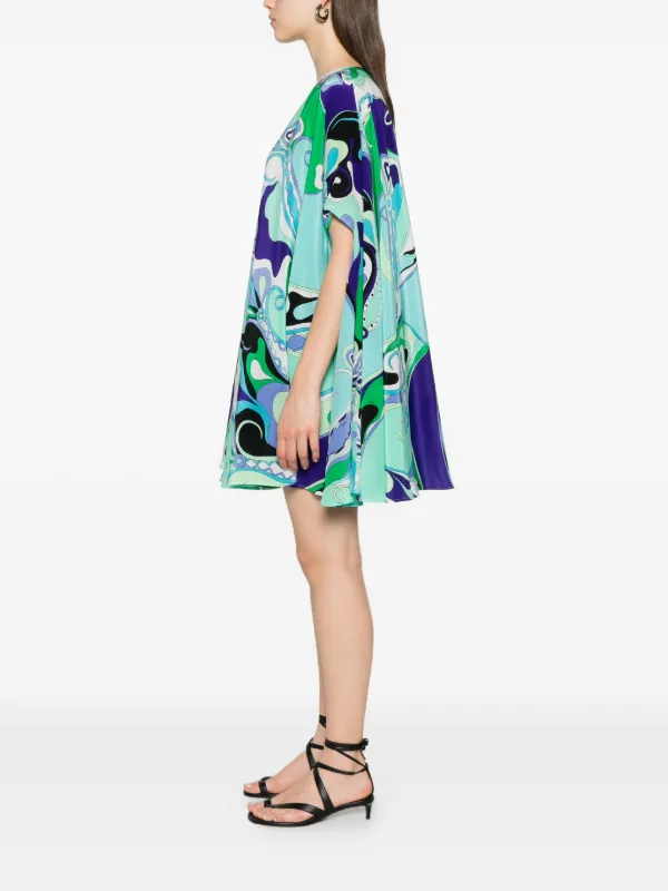 pucci silk dress Iride silk twill maxi dress and cape set in green - Pucci